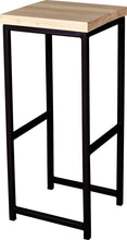 Load image into Gallery viewer, Black metal stool with whitewash stain ash wood made in UK - angle view square frame
