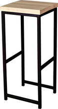 Load image into Gallery viewer, Black metal stool with whitewash stain ash wood made in UK - angle view square frame
