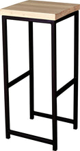 Load image into Gallery viewer, Black metal stool with whitewash stain ash wood made in UK - angle view square frame
