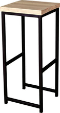 Load image into Gallery viewer, Black metal stool with whitewash stain ash wood made in UK - angle view square frame

