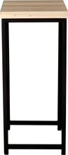 Load image into Gallery viewer, Black metal stool with whitewash stain ash wood made in UK - side view square frame
