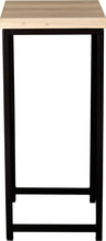 Load image into Gallery viewer, Black metal stool with whitewash stain ash wood made in UK - side view square frame

