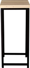 Load image into Gallery viewer, Black metal stool with whitewash stain ash wood made in UK - side view square frame

