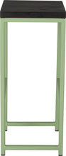 Load image into Gallery viewer, Sage green metal stool with black stain ash wood made in UK - side view square frame

