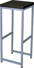 Load image into Gallery viewer, Shaker blue metal stool with black stain ash wood made in UK - angle view square frame
