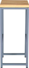 Load image into Gallery viewer, Shaker blue metal stool with natural stain ash wood made in UK - side view square frame
