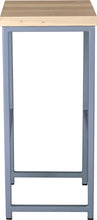 Load image into Gallery viewer, Shaker blue metal stool with whitewash stain ash wood made in UK - side view square frame

