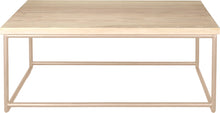 Load image into Gallery viewer, Off white metal table with whitewash stain ash wood made in UK - front view round frame
