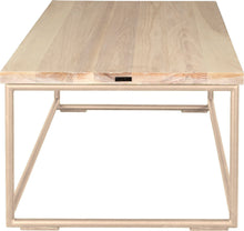 Load image into Gallery viewer, Off white metal table with whitewash stain ash wood made in UK - side view round frame
