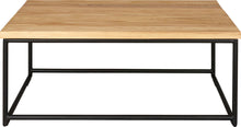 Load image into Gallery viewer, Gloss black metal table with natural stain ash wood made in UK - front view round frame
