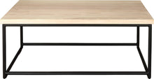 Load image into Gallery viewer, Gloss black metal table with whitewash stain ash wood made in UK - front view round frame
